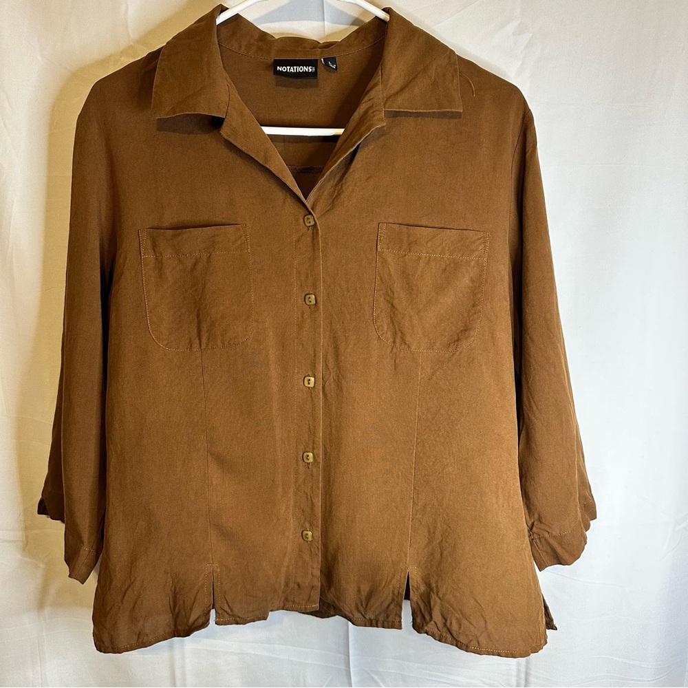 Notations Silk Brown Shirt